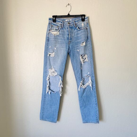 GRLFRND Helena High-Rise Straight Distressed Mom Jean Size 26 - Picture 3 of 9